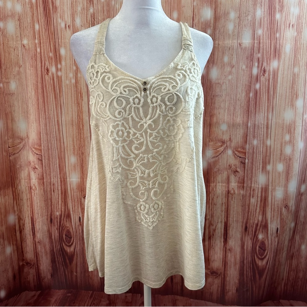Rewind Cream Embroidered Tank Top